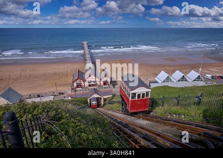 Saltburn by the Sea North Yorkshire victorian Ficular Tramway Cliff Lift, Betrieb Wasserhaushalt Cliff Standseilbahn im Vereinigten Königreich gebaut 1883. Stockfoto