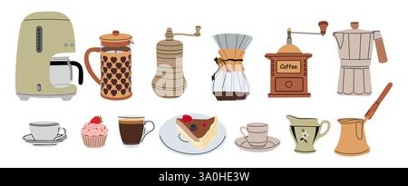 Eine Sammlung von Kaffee- und Teesorten Stock Vektor