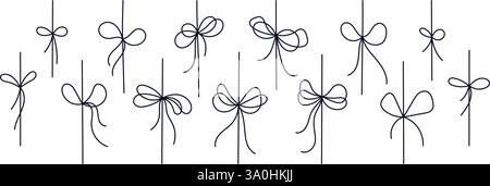 Geschenkband mit Schleife. Minimale Zeilensammlung. Weihnachtsverpackungen, festliches Geschenk. Umrandung im Skizzenstil. Handgezeichneter einfacher Hub, isoliert auf Wi Stock Vektor