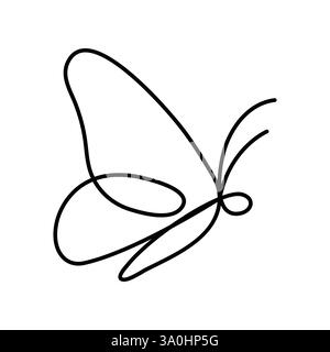 Durchgehende einzeilige Kunstzeichnung des minimalistischen Schmetterlings-Vektorsymbols Stock Vektor