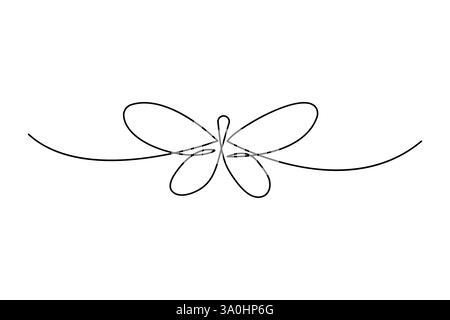 Durchgehende einzeilige Kunstzeichnung des minimalistischen Schmetterlings-Vektorsymbols Stock Vektor