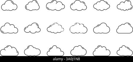 Symbolgruppe der Wolkenlinie. Symbole für Wetter und Atmosphäre zeigen die Symbolkollektion. Bearbeitbare Kontur. Isolierte Vektordarstellung Stock Vektor