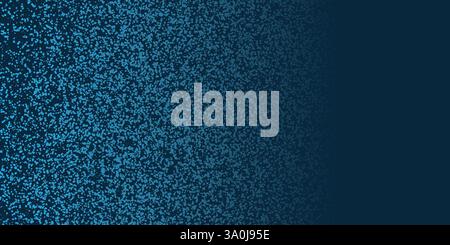 Abstraktes schwarzes und blaues Punktmuster - zufällig platzierte Punkte, Kreise verschiedener Größen, grungy Retro-Textur, Vektordesign Stock Vektor