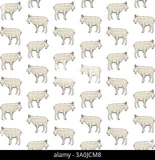 Vektor-nahtloses Muster von Hand gezeichneter wilder Ziege Stock Vektor