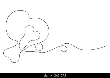 Hundeknochen kontinuierliche einzeilige Zeichnung Tierpfote Symbol Umrissvektor Symbol Stock Vektor