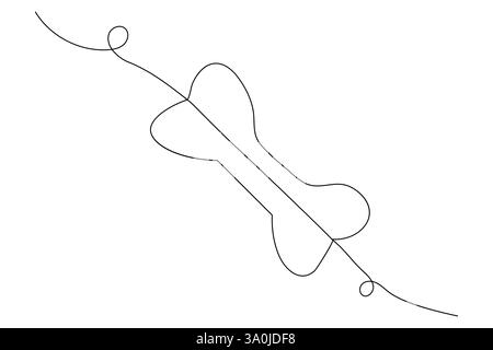 Hundeknochen kontinuierliche einzeilige Zeichnung Tierpfote Symbol Umrissvektor Symbol Stock Vektor