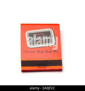 Carling Black Label Beer, Streichholzstiche aus den 1960er Jahren. Stockfoto
