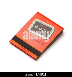 Carling Black Label Beer, Streichholzstiche aus den 1960er Jahren. Stockfoto