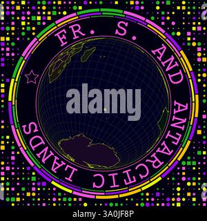 Futuristische TAAF auf dem Globus. Helles Neon-Satellitenbild der Welt mit TAAF. Stock Vektor