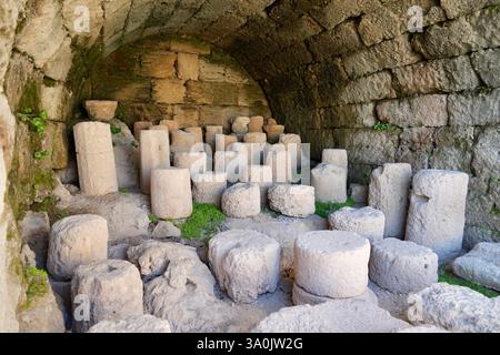 Innere Steinstruktur an der Akropolis. Stockfoto