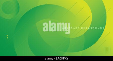 Minimaler gelber und grüner Hintergrund mit Halbtonkreisen. Vektorabbildung Stock Vektor