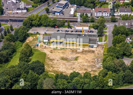 Luftaufnahme, Friedrich-Wennmann-Bad, Schwimmbad, Baustelle, Heißen - Mitte, Mülheim an der Ruhr, Ruhrgebiet, Nordrhein-Westfalen, Deutschland Stockfoto