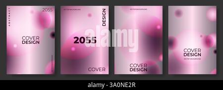 Abstraktes Set mit minimalistischem rosafarbenem Cover. Moderne Poster Hintergrund Sammlung Vektorschablone mit unscharfen Kreisformen für Flyer, Broschüre, Banner Stock Vektor