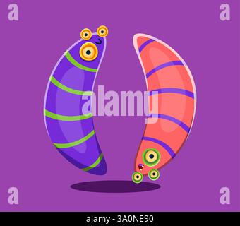 Halloween-Schriftzeichen setzen Klammern, die gruselige Monster-Figur. Verrücktes Fantasy-Wurm-Monster ABC Alphabet Interpunktionszeichen, Halloween Bestie Vektortypen Stock Vektor