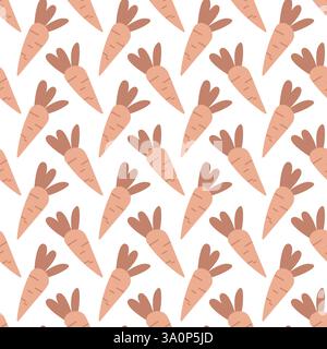Nahtloses Muster handgezeichneter Karottengrafiken auf weißem Hintergrund. Stock Vektor