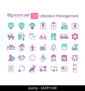 Nutzungsmanagement RGB-Farbsymbole festgelegt Stock Vektor