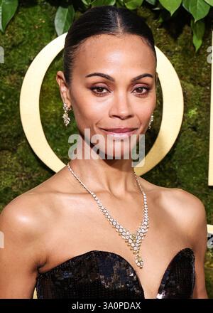 (DATEI) Zoe Saldana gewinnt den Oscar für die beste Schauspielerin in Einer Nebenrolle für „Emilia Perez“ bei den 97. Annual Academy Awards am Sonntag, den 2. März 2025. BEVERLY HILLS, LOS ANGELES, KALIFORNIEN, USA - 5. JANUAR: Die US-amerikanische Schauspielerin Zoe Saldana, die Saint Laurent trägt, kommt am 5. Januar 2025 bei den 82. Jährlichen Golden Globe Awards im Beverly Hilton Hotel in Beverly Hills, Los Angeles, Kalifornien, USA. (Foto: Xavier Collin/Image Press Agency) Stockfoto
