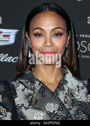 (DATEI) Zoe Saldana gewinnt den Oscar für die beste Schauspielerin in Einer Nebenrolle für „Emilia Perez“ bei den 97. Annual Academy Awards am Sonntag, den 2. März 2025. WEST HOLLYWOOD, LOS ANGELES, KALIFORNIEN, USA – 6. FEBRUAR: Die US-amerikanische Schauspielerin Zoe Saldana mit Brock Collection-Outfit kommt bei der Cadillac Oscar Celebration 2020 im Chateau Marmont am 6. Februar 2020 in West Hollywood, Los Angeles, Kalifornien. (Foto: Xavier Collin/Image Press Agency) Stockfoto