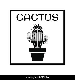 Cactus minimalistische schwarz-weiße Logo flache Vektor-Illustration Stock Vektor
