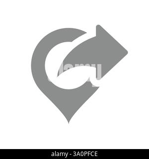 Symbol für Position und Richtungsvektor freigeben. PIN mit Share-Zeichen zuordnen. Stock Vektor