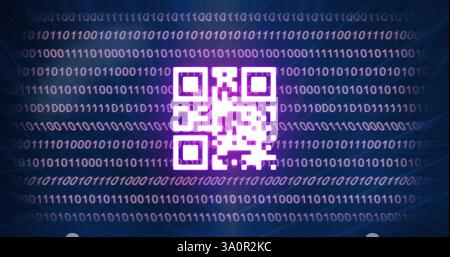 Abbildung der digitalen Datenverarbeitung mit qr-Code und Binärcodierung Stockfoto