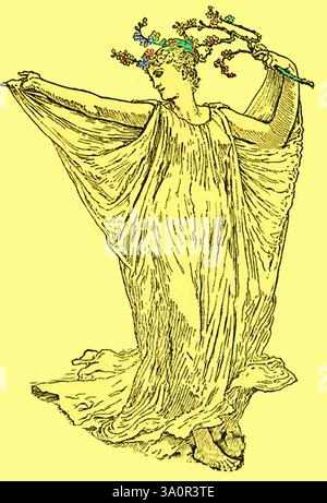 Ein altes Bild von Flora ---- Floralis ist ein Festival, das gewöhnlich gehalten wurde, um Flora zu huldigen, der Göttin der Blumen und des Frühlings und ähnlichen 'neuen' Themen wie Jugendlichkeit und Fruchtbarkeit. Das Festival Floralia fand in der Regel zwischen dem 28. April und dem 3. Mai statt und entspricht locker dem Tag des Monats Mai. Ein Festival mit Rosen namens Rosalia folgte am 23. Mai Das griechische Äquivalent ist Chloris. Stockfoto