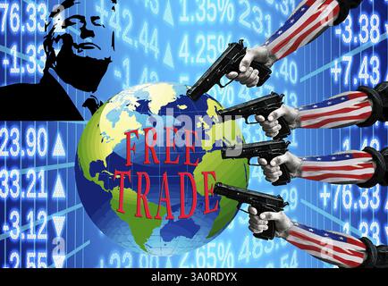 Symbolbild, Freihandel, Freihandel, politische Korrektheit, Ukraine, Russland-Krieg, EU, Deutschland und Weltwirtschaft unter US-Diktat, Wolodimir Zelensk Stockfoto