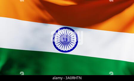 Flagge von Indien, 3D-Illustrationshintergrund für Werbung und Hintergrundbild in Festival- und Feierstadt. 3D-Rendering im dekorativen Konzept. Stockfoto