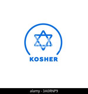 Koscheres Symbol mit davidstern in blauem kreisförmigem Rahmen Stockfoto