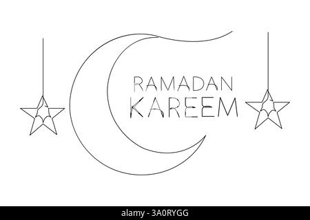 Islamisches Dekorationssymbol Ramadan Kareem durchgehende einzeilige Kunstzeichnung und Eid Mubarak Stock Vektor