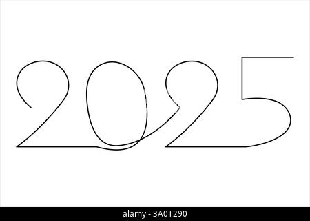 2025 durchgehende einzeilige Zeichnung des Vektors Stock Vektor