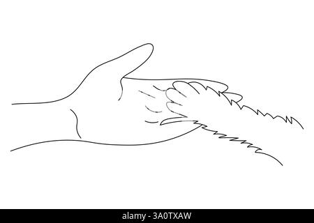 Dog Pfote durchgehende einzeilige Kunst und isolierte Umrissvektor-Illustration Design Stock Vektor