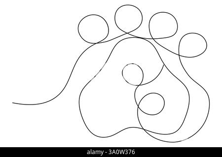Dog Pfote durchgehende einzeilige Kunst und isolierte Umrissvektor-Illustration Design Stock Vektor