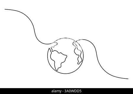 Erdstunde durchgehende einzeilige Kunstzeichnung des isolierten Vektor-Illustrationsdesigns Stock Vektor