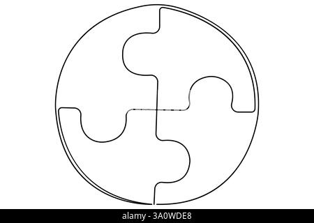 Durchgehende einzeilige Zeichnung der Puzzle-Vektor-Illustration des Weltautismus-Tages Stock Vektor