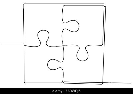 Durchgehende einzeilige Zeichnung der Puzzle-Vektor-Illustration des Weltautismus-Tages Stock Vektor