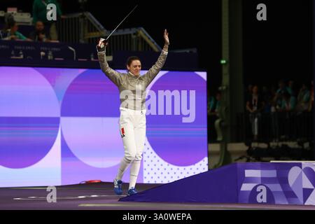 29. Juli 2024: Paris, Frankreich: Manon Brunet von Frankreich im Fechten Frauen-Sabre Individuum am 3. Tag der Olympischen Spiele 2024 in Paris (Foto: Mickael Stockfoto