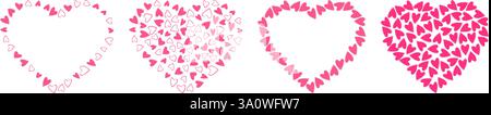 Gefüllte und umrissene Herzen Formen Herzrahmen und Hintergründe Begrüßungskonzept zum Valentinstag Set 4. Isolierte Vektor-Illustration Thematische Karten oder Web-Werbebanner, Broschüren, Druckmaterialien oder Tags Stock Vektor