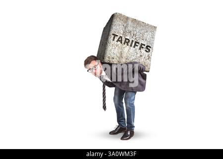 Person, die wegen der Zölle auf weiß kämpft Stockfoto