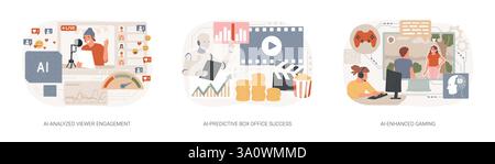 AI in Digital Entertainment abstrakte Konzeptvektorillustrationen. Stock Vektor