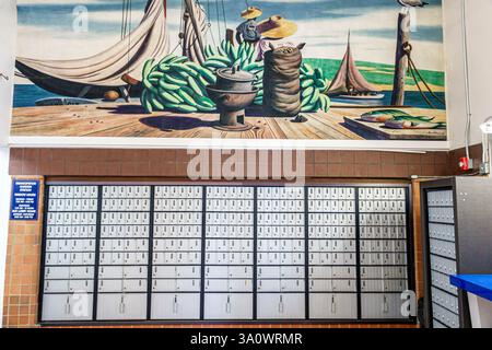 Charlotte Amalie, Saint St. Thomas, US Virgin Islands USVI, Alvaro de Lugo Emancipation Garden Post Office, Norre Gade, Inneneinrichtung, Lobby, Postamt Stockfoto