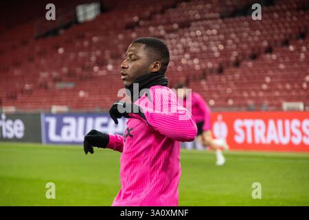 Kopenhagen, Dänemark. März 2025. Moisés Caicedo aus Chelsea wurde während eines Trainings vor dem Achtelfinale der UEFA Conference League 2024/25 zwischen FC Kopenhagen und Chelsea FC im Parken Stadium gesehen. Quelle: SOPA Images Limited/Alamy Live News Stockfoto