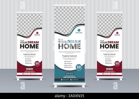 Moderne Immobilien Flyer Design, Immobilien Verkauf Werbung Vorlage Stock Vektor