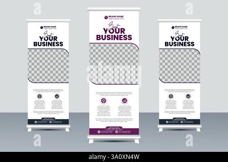 Corporate Business Roll Up Banner Design , Professional Office Roll Up Stand Banner Design Stock Vektor