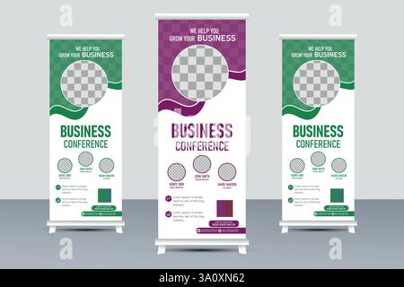 Business Conference Roll-Up Banner Design für maximale Wirkung Stock Vektor