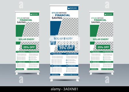 Solar Energy Business Stand Roll-Up Banner Template Design Stock Vektor