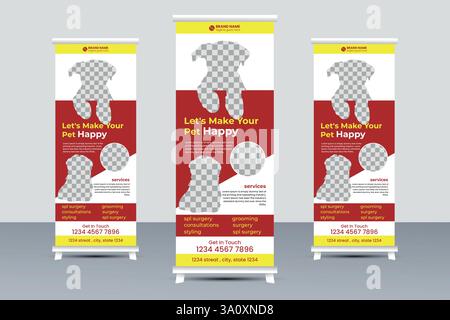 Pet Care Roll-Up Banner Design, Pet Shop Roll-Up Banner Stock Vektor