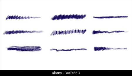 Blauer Marker, handgezeichnete Striche und Linien. Stock Vektor