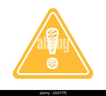 Symbol Warnblinkanlage Clipart. Gelbes Dreiecksschild Straßenverkehr mit handgezeichnetem Ausrufezeichen Clip-Art für Risiko und Gefahr Stock Vektor