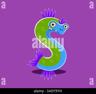 Halloween Schriftzeichen Zeichensetzung Dollar Währungszeichen gruselige Monster Charakter. Gruselige Reptilienmonsterfigur englisches Zeichensatzzeichen. Bizarr s Stock Vektor